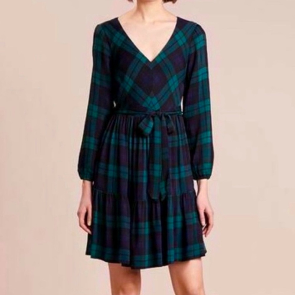 NWT J Crew black watch plaid dress size 00